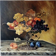 Картина "Натюрморт с фруктами" (холст. масло, 40х40 см)